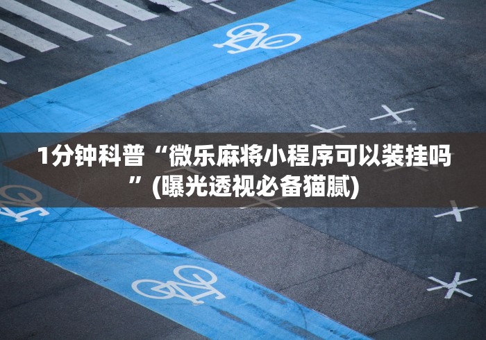 1分钟科普“微乐麻将小程序可以装挂吗”(曝光透视必备猫腻)