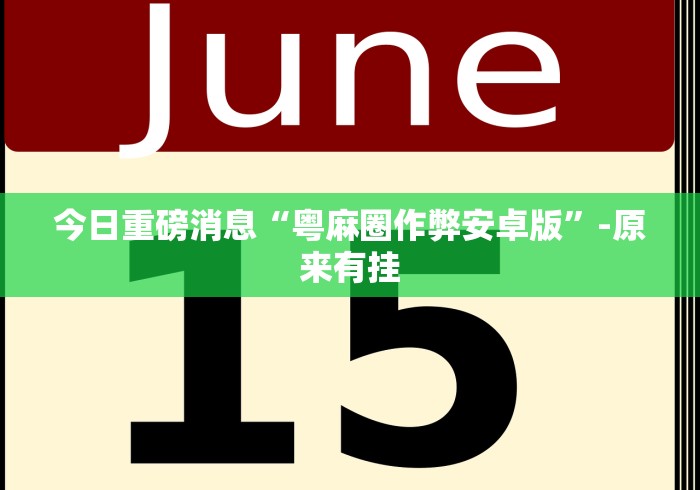 今日重磅消息“粤麻圈作弊安卓版”-原来有挂