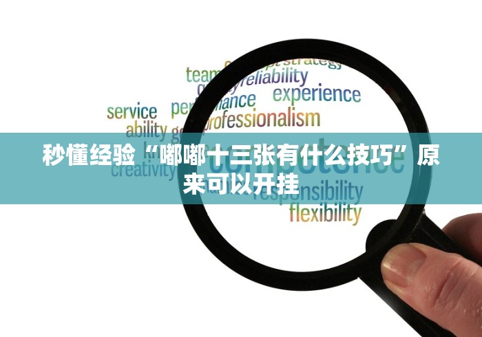 秒懂经验“嘟嘟十三张有什么技巧”原来可以开挂