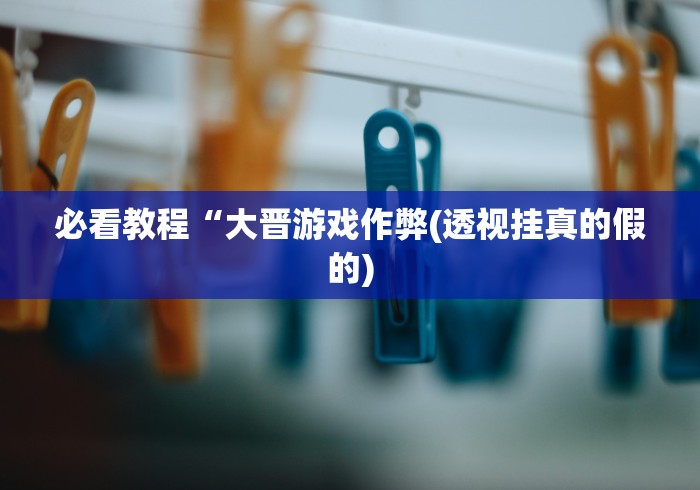必看教程“大晋游戏作弊(透视挂真的假的)