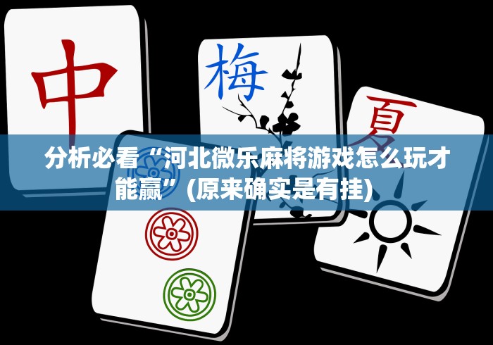 分析必看“河北微乐麻将游戏怎么玩才能赢	”(原来确实是有挂) 
