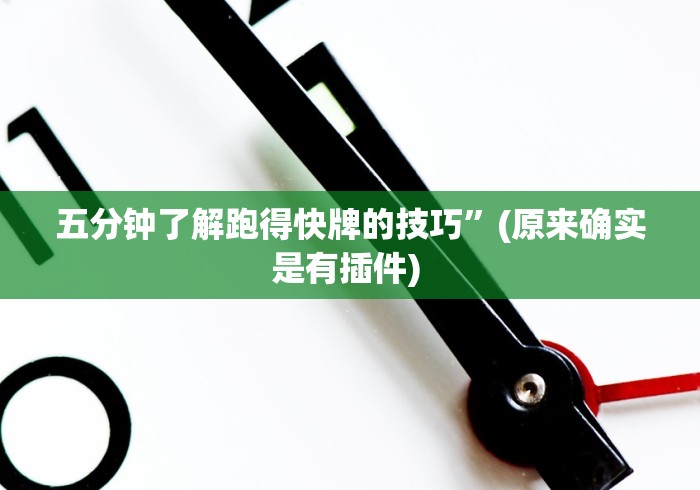 五分钟了解跑得快牌的技巧”(原来确实是有插件) 