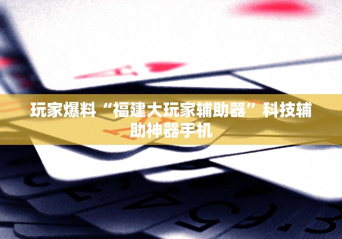 玩家爆料“福建大玩家辅助器	”科技辅助神器手机