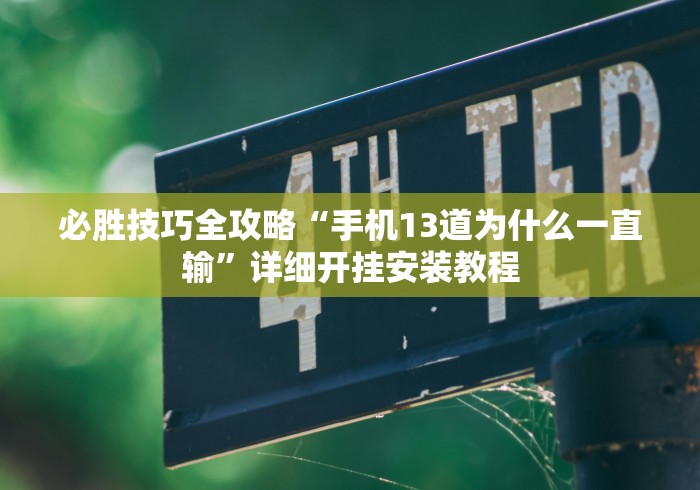 必胜技巧全攻略“手机13道为什么一直输”详细开挂安装教程