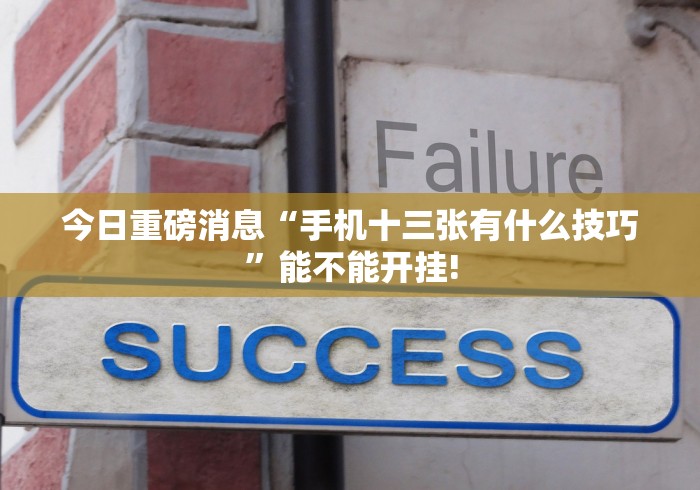 今日重磅消息“手机十三张有什么技巧”能不能开挂!