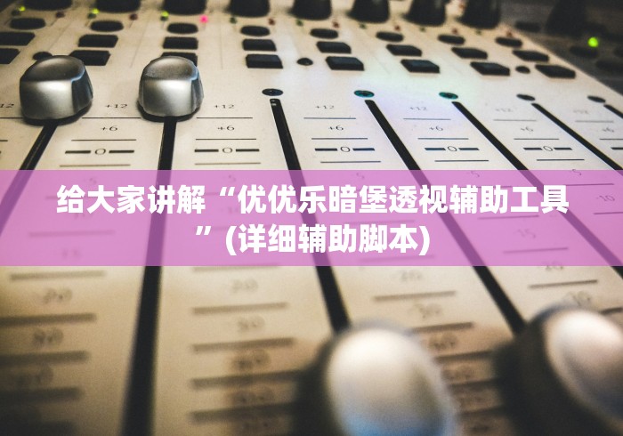 给大家讲解“优优乐暗堡透视辅助工具”(详细辅助脚本)