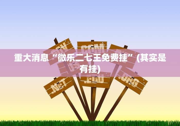 重大消息“微乐二七王免费挂”(其实是有挂)