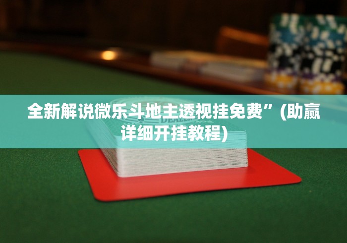 全新解说微乐斗地主透视挂免费	”(助赢详细开挂教程)