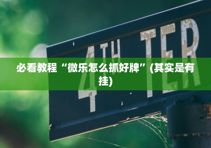 必看教程“微乐怎么抓好牌	”(其实是有挂)