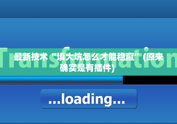 最新技术“填大坑怎么才能稳赢	”(原来确实是有插件) 