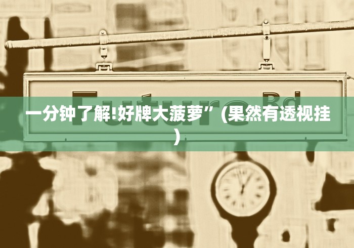 一分钟了解!好牌大菠萝	”(果然有透视挂)