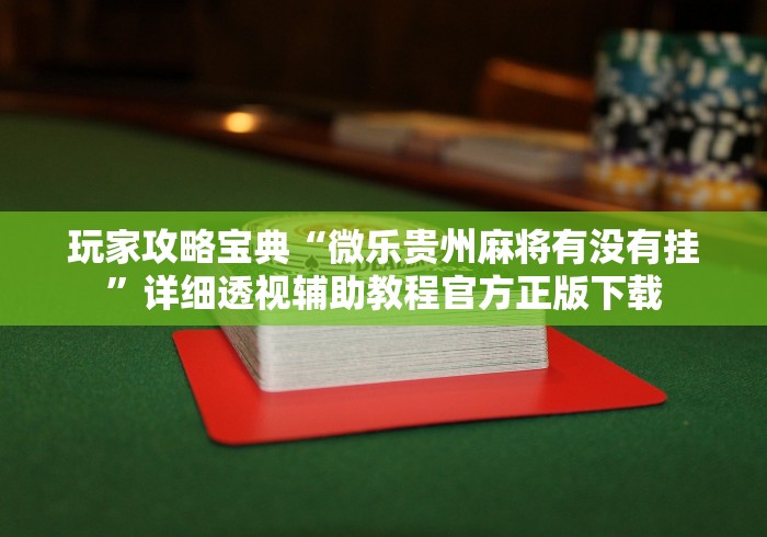 玩家攻略宝典“微乐贵州麻将有没有挂”详细透视辅助教程官方正版下载