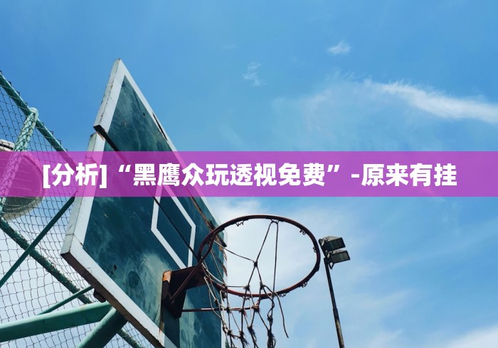 [分析]“黑鹰众玩透视免费	”-原来有挂