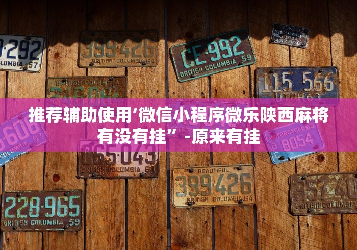 推荐辅助使用‘微信小程序微乐陕西麻将有没有挂”-原来有挂