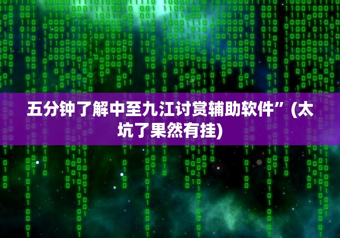 五分钟了解中至九江讨赏辅助软件”(太坑了果然有挂)