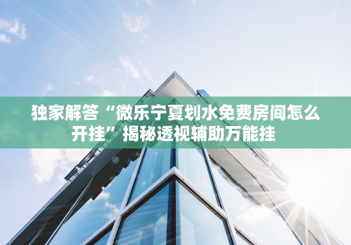 独家解答“微乐宁夏划水免费房间怎么开挂”揭秘透视辅助万能挂 