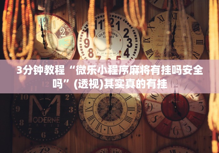 3分钟教程“微乐小程序麻将有挂吗安全吗”(透视)其实真的有挂