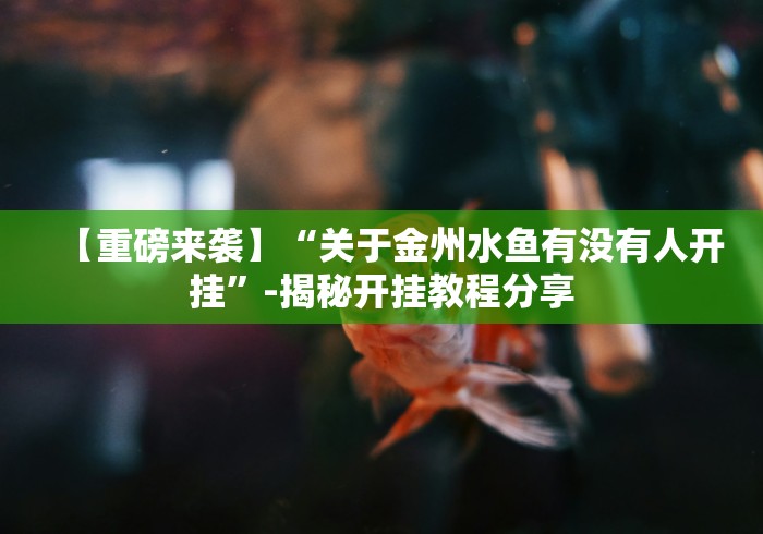 【重磅来袭】“关于金州水鱼有没有人开挂”-揭秘开挂教程分享